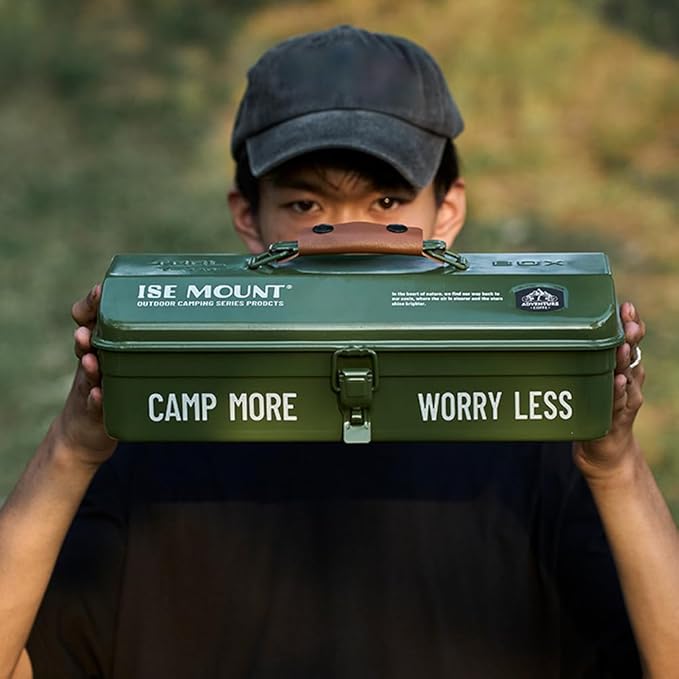 HUIOP Portable Metal Tool Box with Handle, Water Repellent, 1 Compartment