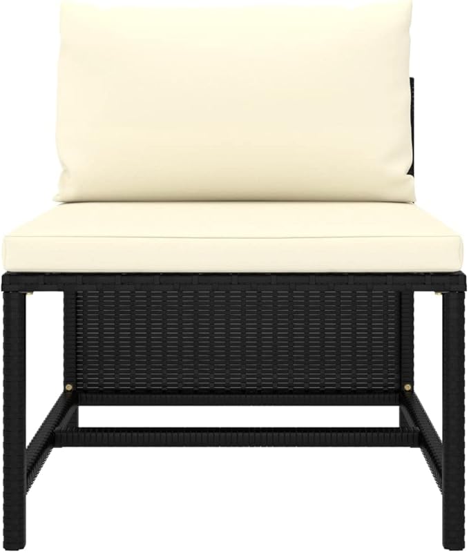 9-Piece Black PE Rattan Patio Lounge Set, Modular Sectional with Cream Cushions, 23.6" Cube Seats for Deck, Balcony, Garden