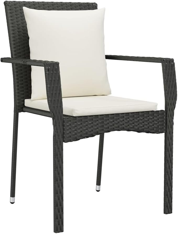 Patio Chairs with Cushions 4 pcs Poly Rattan Black, Outdoor Patio Sectional, Outdoor Sofa Set, Furniture Conversation Sets, Outdoor Porch Furniture for Balcony, Yard