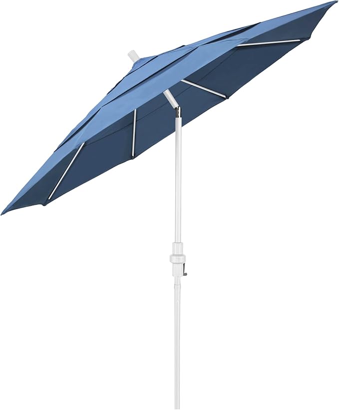 California Umbrella 11' Round Crank Lift, Collar Tilt, Aluminum Pole, Fiberglass Rib Patio Umbrella, White Finish