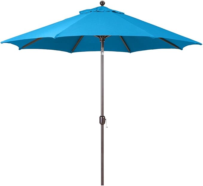 Galtech Deluxe Auto Tilt Market Umbrella, 11ft - Outdoor Patio, Deck, Pool, Backyard Stand Alone Umbrella - Octagon, Heavy Duty w/Bronze Frame & Sunbrella Fabric (Pacific Blue)