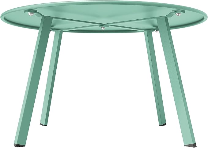 Grand Patio Round Steel Patio Coffee Table, Weather Resistant Outdoor Large Side Table, Mint Green…