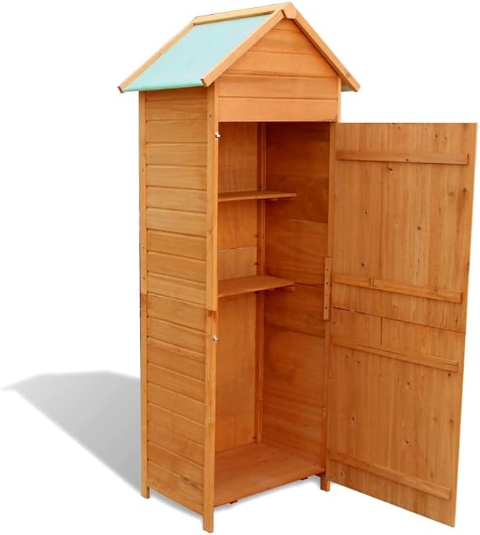 Patio Storage Cabinet,Deck Storage Box,Desk Storage,Large Toy Box,Waterproof Roof,for Patio Furniture, Outdoor Cushions, Garden Tools, Pool Toys, Brown 31.1"x19.3"x74.8"