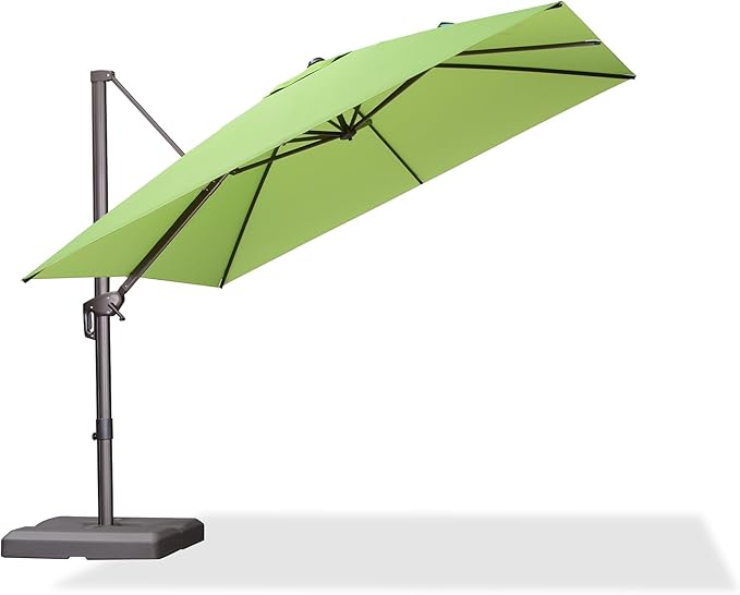 PURPLE LEAF 10' X 10' Patio Cantilever Umbrella Antique Bronze Square Outdoor Umbrella with 360° Rotation and Aluminum Offset Hanging for Garden Backyard Pool, Green