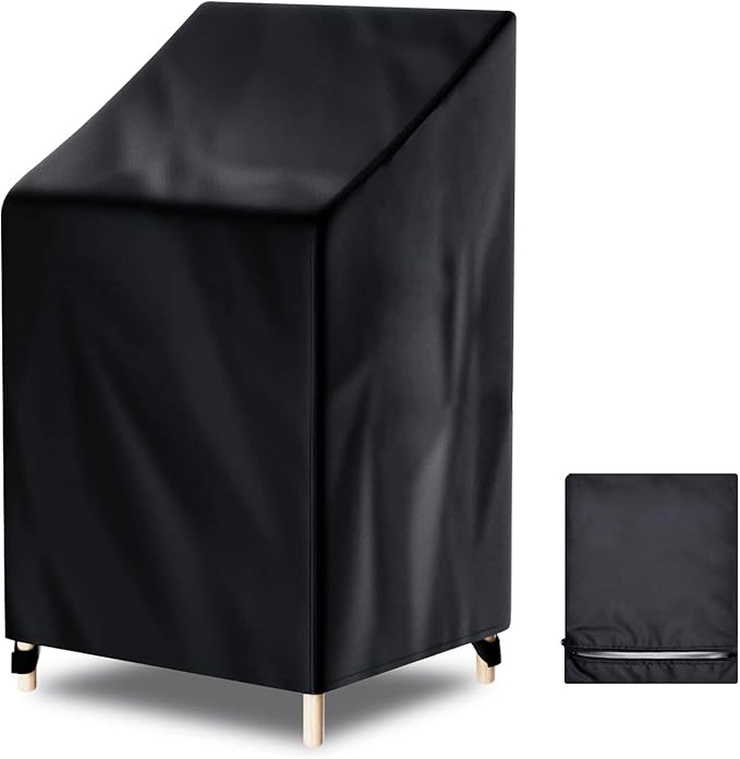 Uranshin Outdoor Stackable Chair Covers, Outdoor Patio Furniture Covers waterproof, Lawn Stacked Chairs Lounge Chairs Cover for 4-6 Stacking Chairs for All Weather Protection, 1PC
