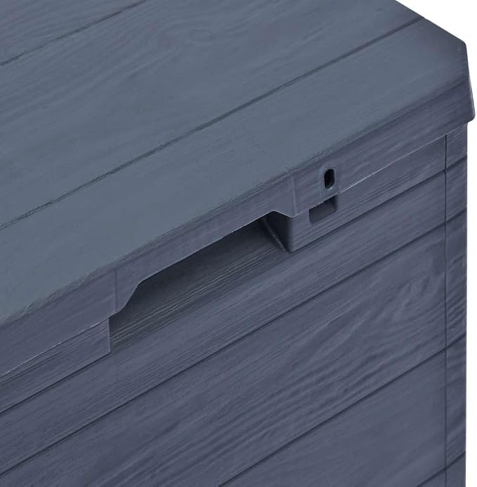 Patio Storage Box 23.8 gal Anthracite, Durable Weather-Proof Plastic Garden Storage Box for Cushions Pillows Blankets Tools, Wooden Texture Design for Indoor Outdoor Use