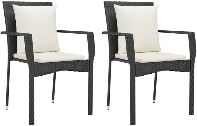 Backyard Furniture Patio Conversation Sets Outdoor Seating 9 Piece Patio Dining Set with Cushions Black Poly Rattan Suitable for Gardens, Balconies, Decks