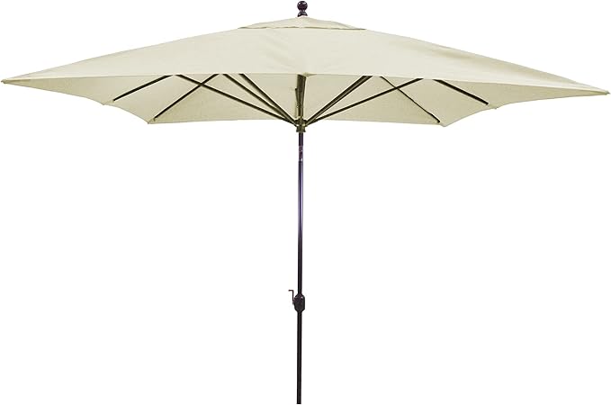 Galtech Deluxe Auto Tilt Market Umbrella, 10ft - Outdoor Patio, Deck, Pool, Backyard Stand Alone Umbrella - Square, Heavy Duty w/Bronze Frame & Sunbrella Fabric (Canvas)
