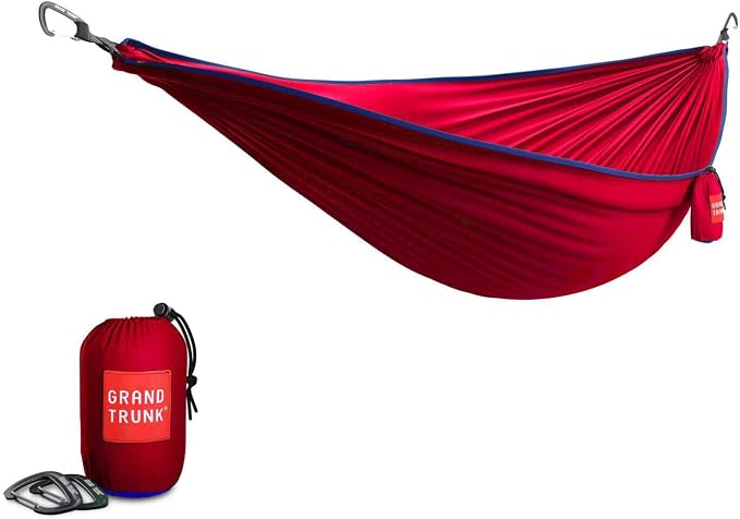 Grand Trunk TrunkTech Single Hammock, 11 ft, 500 lb, Lightweight, Red/Navy