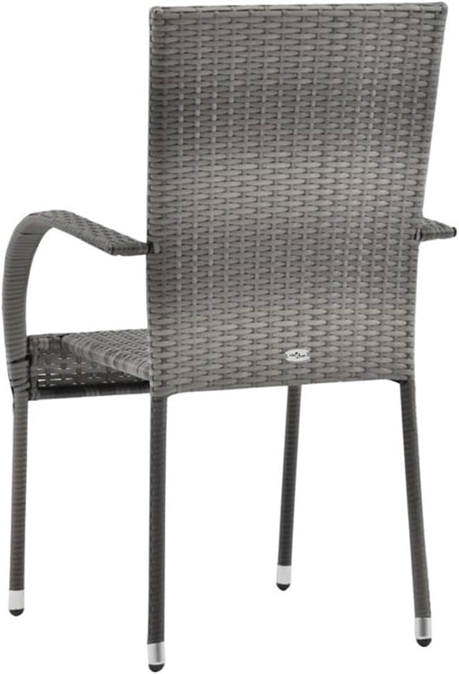 BOWERY HILL 3-Piece Outdoor Dining Set, Powder-Coated Steel, Gray Finish, Compact Design, Includes 1 Table and 2 Chairs, Durable PE Rattan, Lightweight Stackable Chairs, Ideal for Garden, Patio,