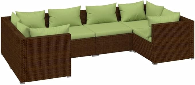 6 Piece Patio Lounge Set with Cushion, Piece Patio Set Furniture Conversation Sets Patio Lounge Set Outdoor Patio Sectional s Poly Rattan Brown