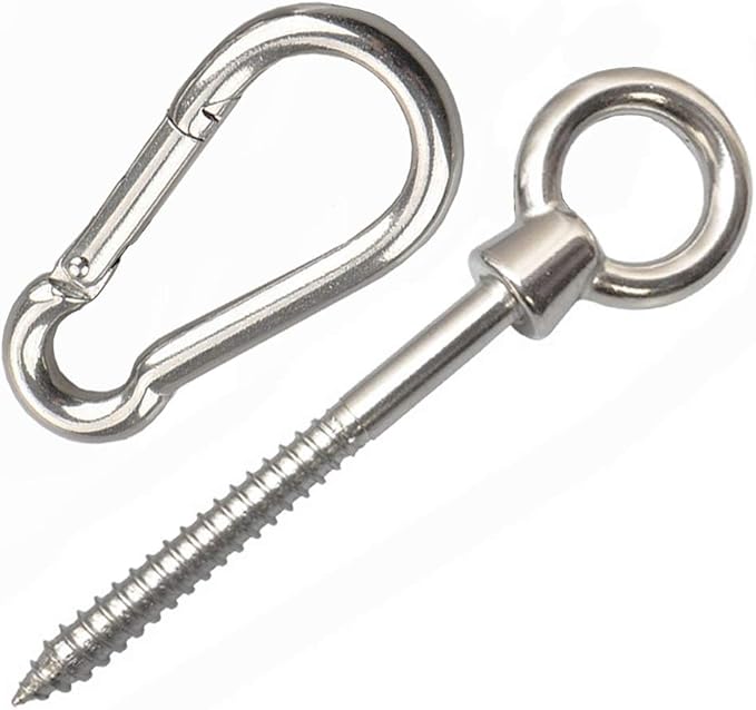 Hammock Hanging Kit, Hammock Chair Hook Eye Hooks Heavy Duty Hooks Stainless Steel Hammock Hook Carabiner Set Swing Hardware for Hanging Yoga Hammock Swing Chair Indoor Outdoor