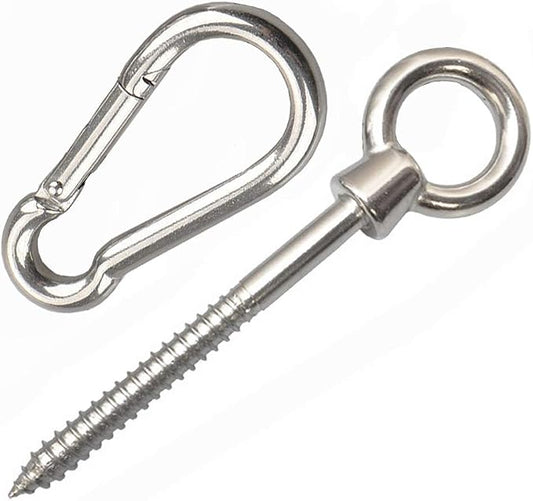 Hammock Hanging Kit, Hammock Chair Hook Eye Hooks Heavy Duty Hooks Stainless Steel Hammock Hook Carabiner Set Swing Hardware for Hanging Yoga Hammock Swing Chair Indoor Outdoor