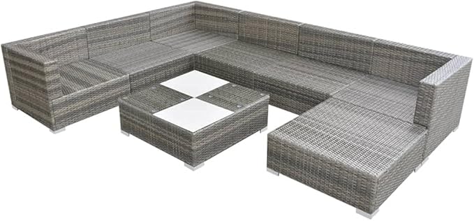 8 Piece Patio Lounge Set with Cushions, Outdoor Dining Sets Patio Conversation Set Outdoor Sofa Sets Front Porch Furniture for Exhibition Garden Poolside Piazza Poly Rattan Gray