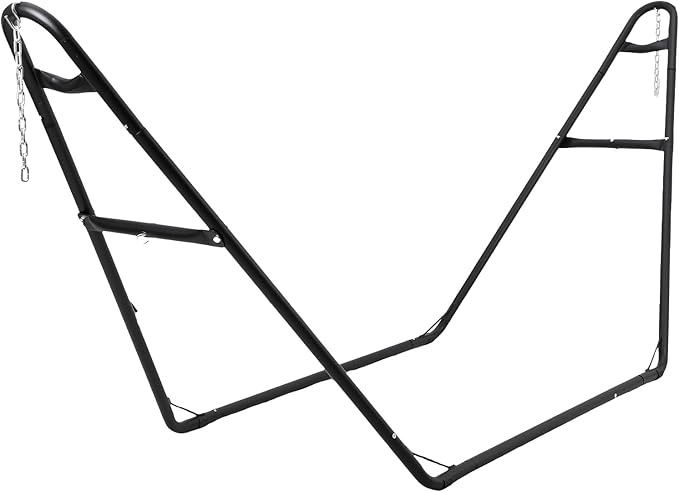 GarveeLife Heavy-Duty Steel Hammock Stand, 130 * 40 * 51 in for 2 People, Portable Design, for 9.5 to 14 ft Hammocks, Ideal for Outdoor Balconies, Porches, Patios, Decks and Backyards