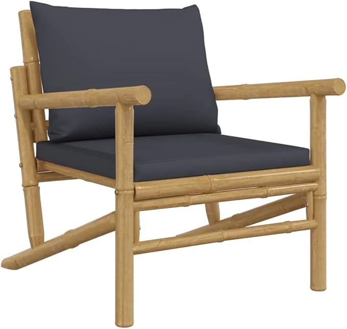 Outdoor Seating Furniture,Outdoor Conversation Sets,4 Piece Patio Lounge Set with Dark Gray Cushions BambooSuitable for Patio, Garden, Gazebo Low