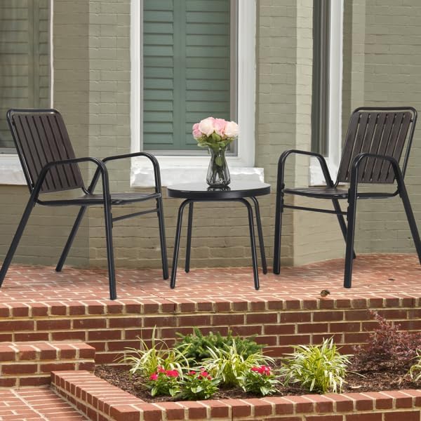 3-Piece Outdoor Patio Furniture Sets, Patio Conversation Set, Courtyard Patio Set for Home, Yard,Outdoor Patio Chairs Conversation Sets with Coffee Table, Outdoor Table & Chairs Set for Patio - Black