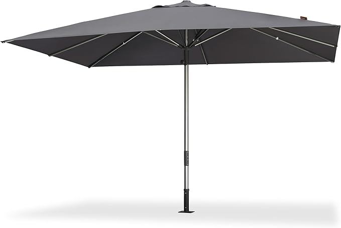 PURPLE LEAF Commercial Grade 10 x 13 FT Heavy Duty Rectangle Market Umbrella Semi Auto Open All Weather Wind Resistant Reinforced Aluminum Frame Outdoor Patio Umbrella for Restaurant Hotel Resort Cafe Poolside Business Use Grey