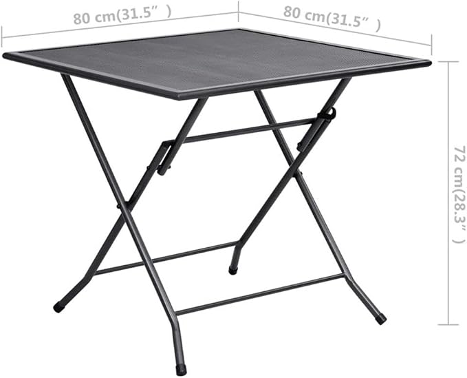 BOWERY HILL 5-Piece Steel Patio Dining Set, Square Table with 4 Chairs, Anthracite/Gray Finish, Powder-Coated, Foldable Design, Mesh Style, Adjustable Backrests, Indoor/Outdoor Use for Garden or