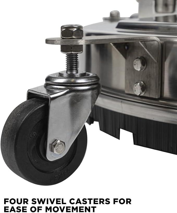 BE Power Equipment 24" Whirl-A-Way Stainless Steel Commercial Pressure Washer Surface Cleaner for Hot/Cold Water