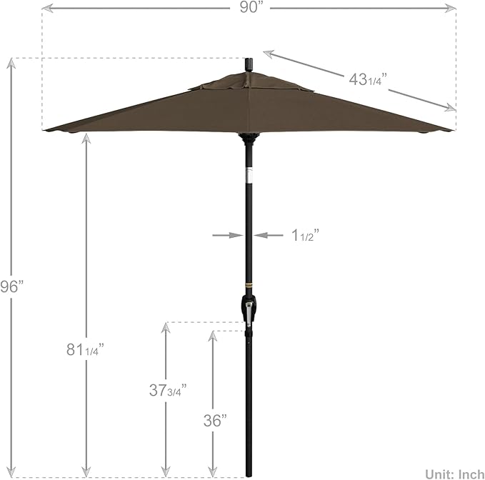 California Umbrella 7.5' Round Aluminum Market Umbrella, Crank Lift