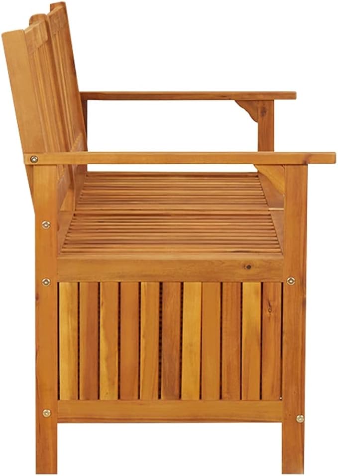 Patio Storage Bench, Outdoor Wooden Deck Box, Solid Wood Patio Furniture for Outdoor Cushions, Pool Storage and Garden Tools, 58.3"x24.4"x33.1", -333