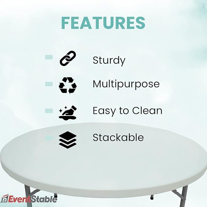 EventStable TitanPRO 72" Round Plastic Folding Table - 10 Pack