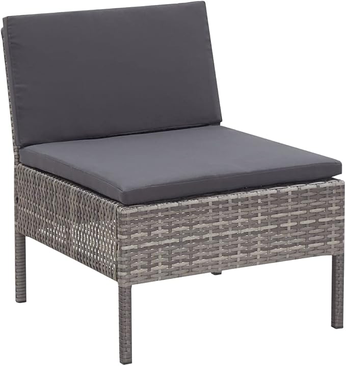 Patio Lounge Set with Cushions,Outdoor Furniture,Outdoor Furniture Sets,Patio Conversation Sets,for Garden,Deck,Backyard,3 Piece Poly Rattan Gray