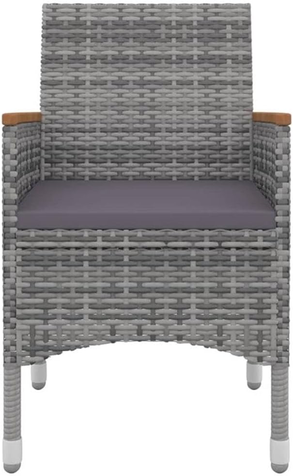 Afuera Living 7-Piece Patio Dining Set, Rectangular Glass Table, Powder-Coated Steel Frame, Weatherproof PE Rattan Chairs, Gray Cushions, Black/Gray Finish, Outdoor Garden, Terrace, or Patio Furniture