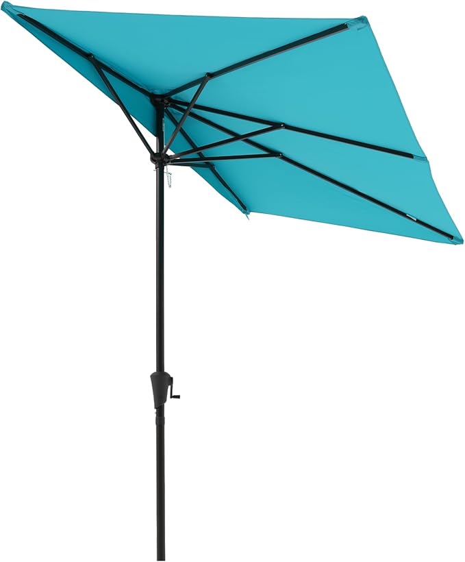 COBANA 7.5’by 4’Half Rectangular Outdoor Patio Umbrella for Patio, Balcony, Garden, Deck, Blue