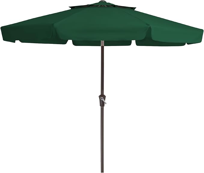 JEAREY 9' 2-Tiers Patio Umbrellas Outdoor Market Table Umbrella w/Push Button Tilt/Crank, 8 Sturdy Ribs, UV Protection Waterproof Sunproof(Dark Green)