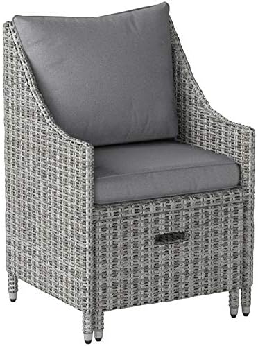 Elle Decor Vallauris Patio Outdoor Furniture Collection, Premium All Weather Wicker, 5 Piece Non-Reclining Set, Gray