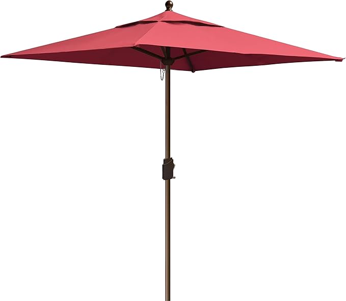 EliteShade USA 10-Year-Non-Fading 6x6Ft Square Market Patio Umbrella, UPF 50+ UV Protection Performance Sun Umbrella, Heavy Duty Commercial Grade Outdoor Table Umbrella with Crank, Windproof Vented Top for Garden, Pool, Deck and Outdoor Playsets, Burgundy