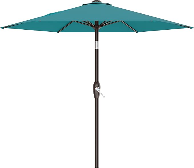 AreShark 7.5FT Patio Umbrella Table Market Umbrella w/Tilt and Crank, Heavy-Duty Outdoor Umbrellas for Pool, Deck, Garden and Backyard, Cerulean