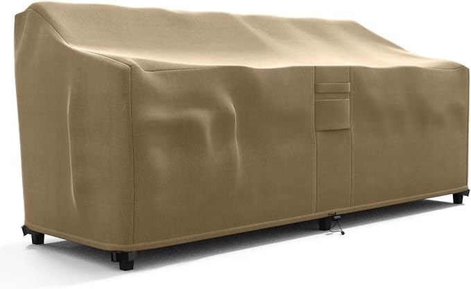 KHOMO GEAR Outdoor Couch Cover Patio Furniture Covers Waterproof Loveseat Cover Sofa Lounge Cover - Brown (88” x 32.5”x 33” - Wide)