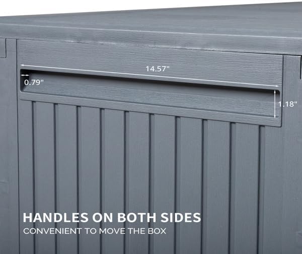 90gal Outdoor Garden Plastic Storage Deck Box Tools Lockable Seat (Grey)