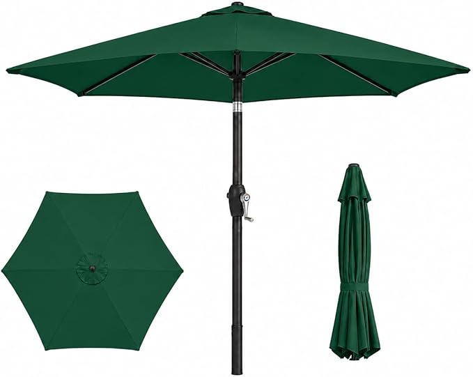 7.5ft Patio Umbrella, Outdoor Table Market Umbrella with Smooth Crank Lift, 6 Windproof Fiberglass Ribs, UPF50+ UV Protection for Deck, Pool, Garden and Backyard