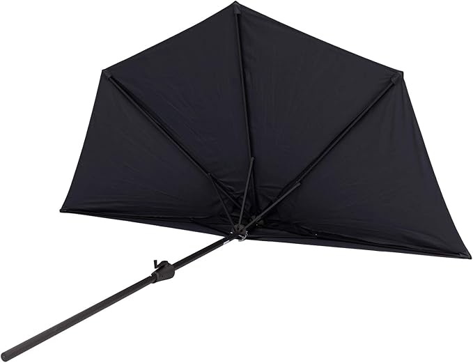 C-Hopetree 9 ft Half Round Outdoor Patio Market Wall Umbrella with Tilt, Black