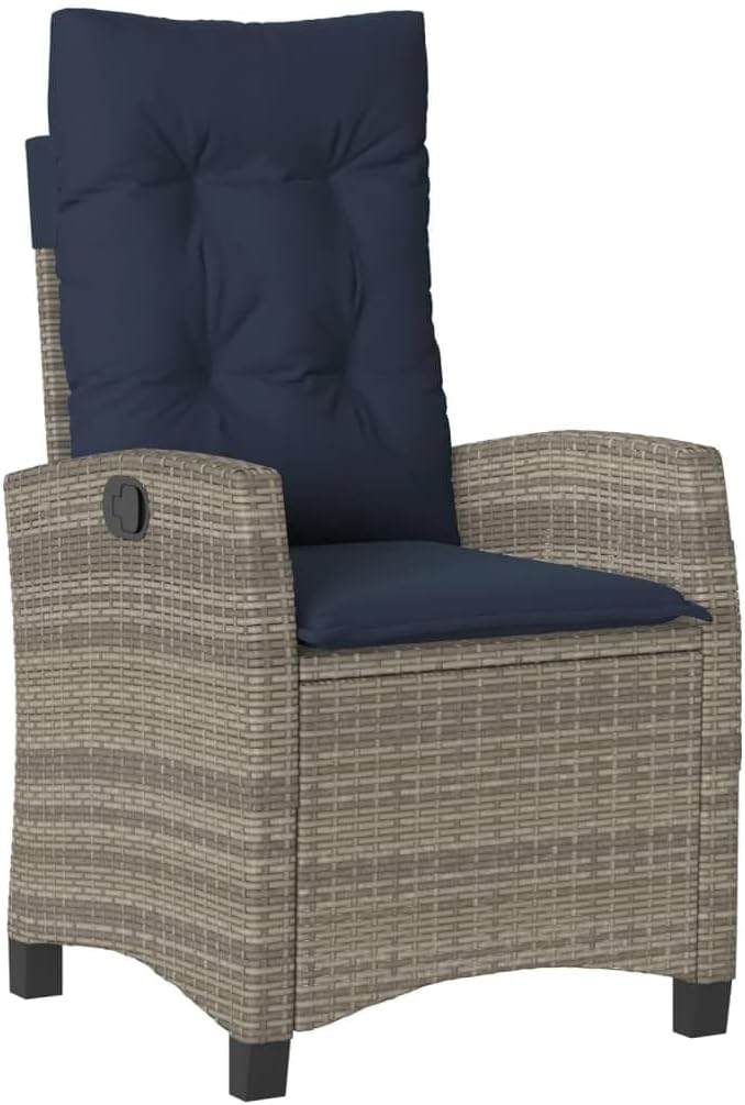 Backyard Furniture Patio Conversation Sets Outdoor Seating 7 Piece Patio Dining Set with Cushions Gray Poly Rattan Suitable for Gardens, Balconies, Decks