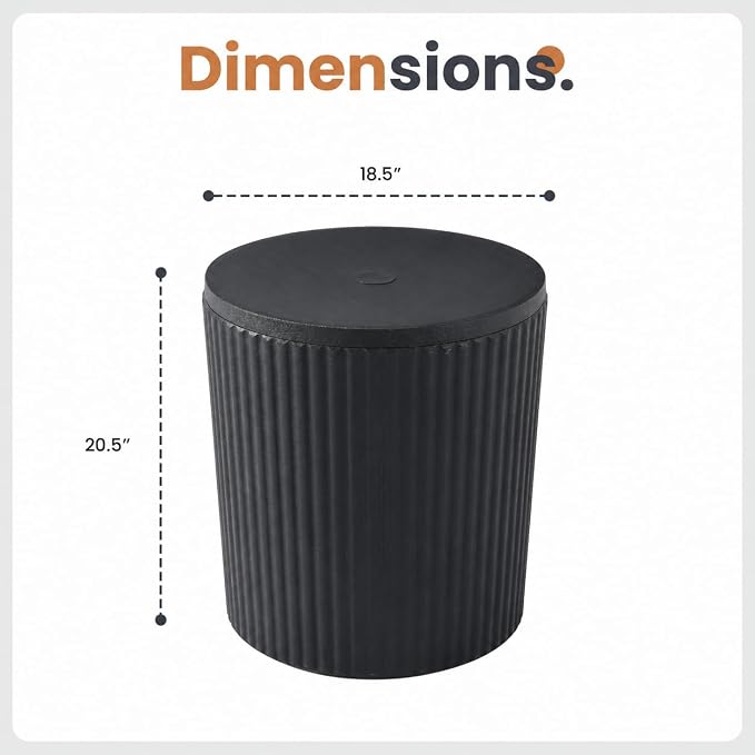 HOMPUS Umbrella Side Table, Outdoor Patio Table with Umbrella Hole, Round Patio Stand for Porch, Poolside & Garden, Composite Material, Modern Coffee End Table, Easy Assembly, Black
