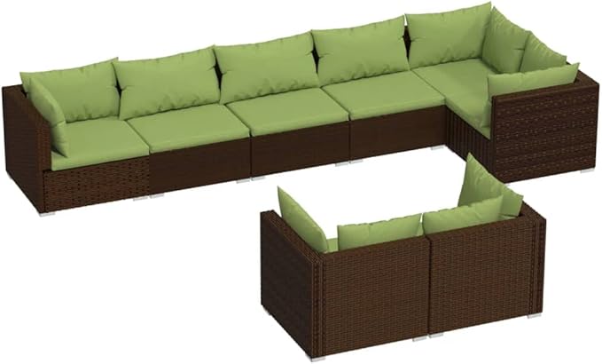 8 Piece Patio Lounge Set with Cushion, Furniture Conversation Sets Piece Patio Set Outdoor Patio Sectional Patio Lounge Set s Brown Poly Rattan