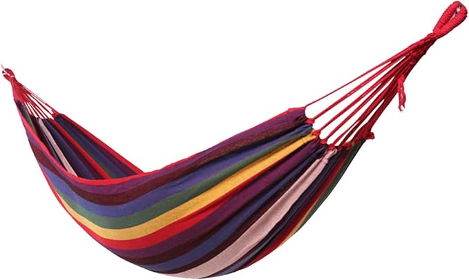 GLEAVI Canvas Camping Hammock and Outdoor Swing Hammock, Thickened 200x80cm Rainbow Color, Garden Hanging Chair for Backyard and Travel Use