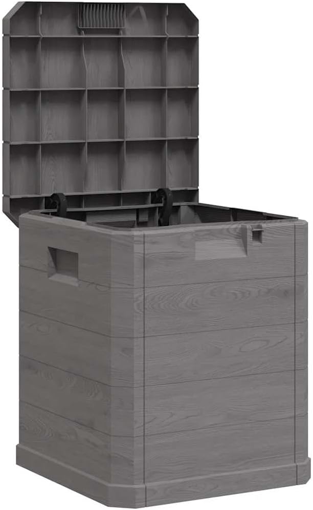 vidaXL Storage Box Brown Plastic Medium Garden Storage Box Square