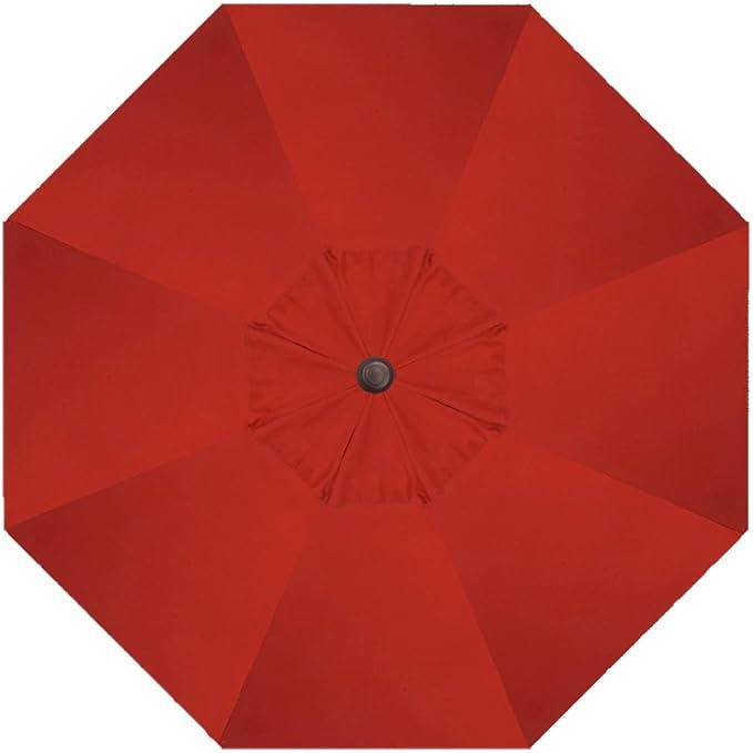 Treasure Garden Octagonal 9ft Patio Umbrella - Outdoor Furniture Market Umbrella – Auto Tilt – Bronze Aluminum Frame (O’bravia2, Red)