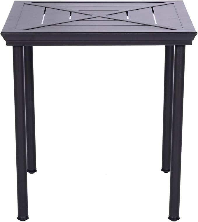 Hanover Montclair 3-Piece Patio Conversation Set, 2 Swivel Rocker Chairs with Comfortable Seat and Lumbar Cushions, 27" Square Stamped Rectangle Table, All-Weather Outdoor Bistro Set