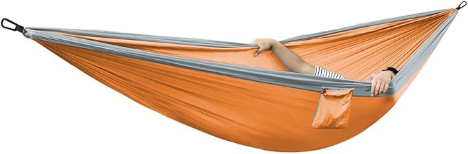 Outdoor Cotton Hammock, Camping Portable Hammock with Tree Straps, Lightweight Nylon Hammock with Carabiners, for Beach Travel Garden (Color : Orange, Size : 300x200cm)