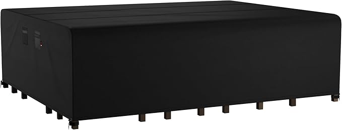 iBirdie Outdoor Patio Furniture Set Covers 180 x 120 inch Waterproof Weatherproof Rectangular Cover, Heavy Duty 600D for Outside Dining Table and Chairs fit 10 x 15 ft