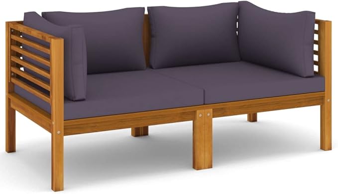 2-Seater Patio Sofa,Outdoor Garden Conversation Set,Patio Outdoor Set Suitable Suitable for Patio,Deck,Balcony,Garden with Cushion Solid Acacia Wood