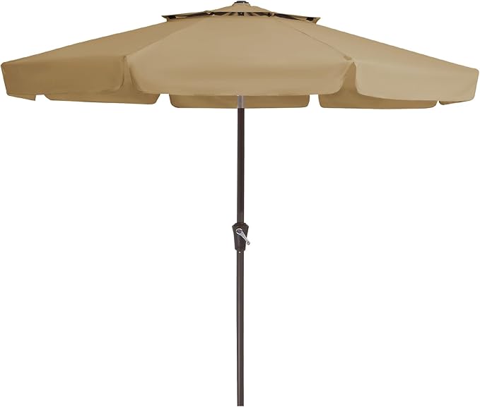 JEAREY 9' 2-Tiers Patio Umbrellas Outdoor Market Table Umbrella w/Push Button Tilt/Crank, 8 Sturdy Ribs, UV Protection Waterproof Sunproof(Sand)