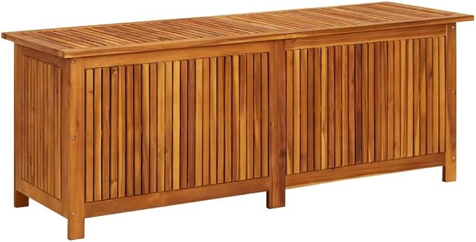 59"x19.6"x22.8" Deck Box in Acacia Wood with a PE bag, Wooden Patio Storage Box for Indoor or Outdoor Cushion Storage, Garden Tools Box Container, Brown